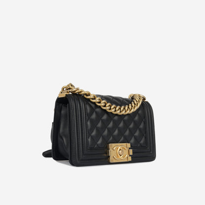 Chanel Boy Bag Lambskin Black Shoulder Bag Style 50