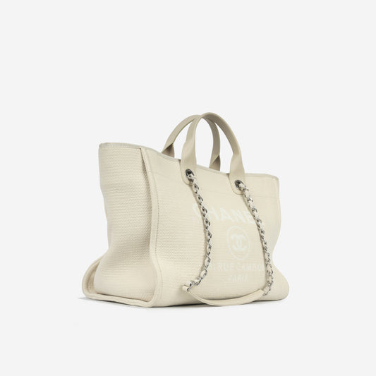 Chanel Cambon Tweed Silver Tote Bag