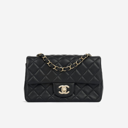 Chanel Classic Flap Lambskin Black Shoulder Bag Style 124