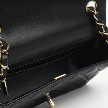 Chanel Classic Flap Lambskin Black Shoulder Bag Style 124