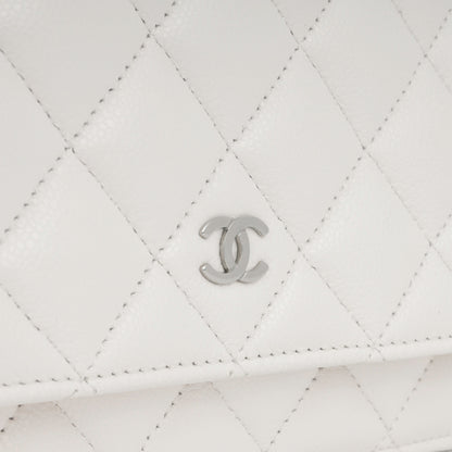 Chanel Wallet On Chain Caviar Silver Crossbody Caviar