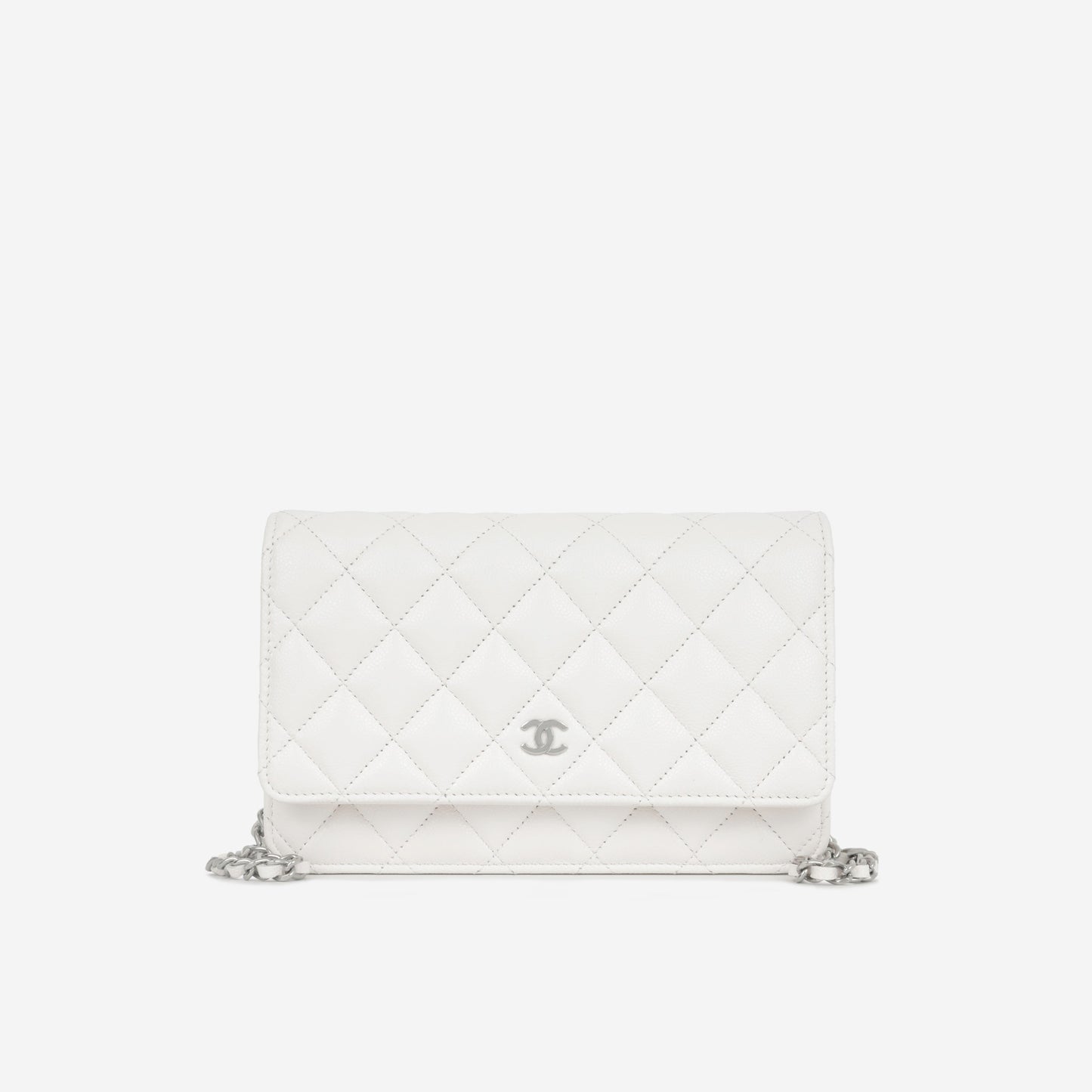 Chanel Wallet On Chain Caviar Silver Crossbody Caviar