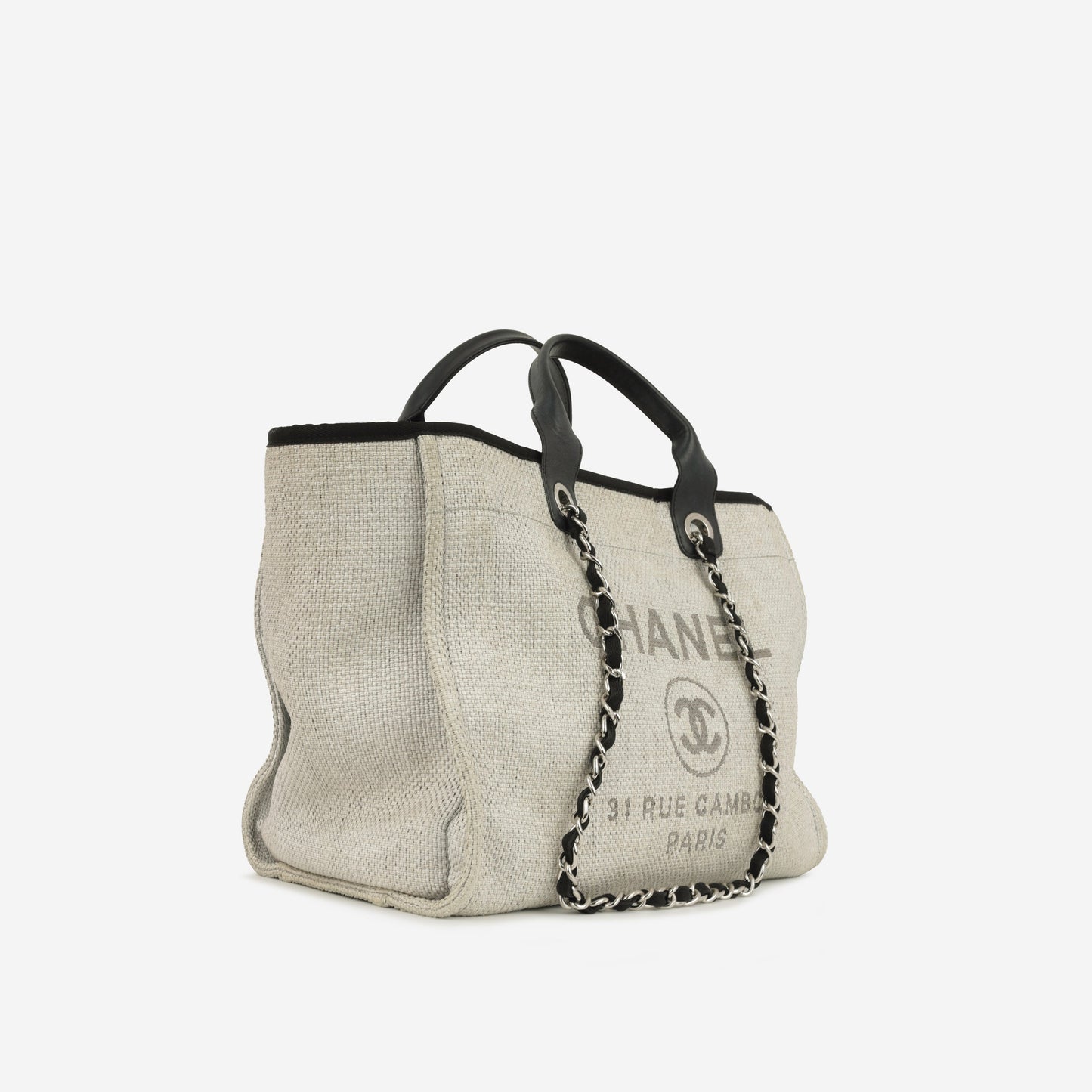 Chanel Deauville Lambskin Black Tote Bag Style 5