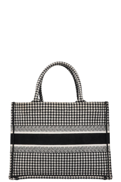 Christian Dior Medium Houndstooth Book Tote Black White