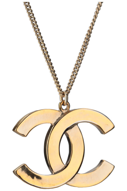 Chanel Baguette Crystal CC Necklace Quilted Gold
