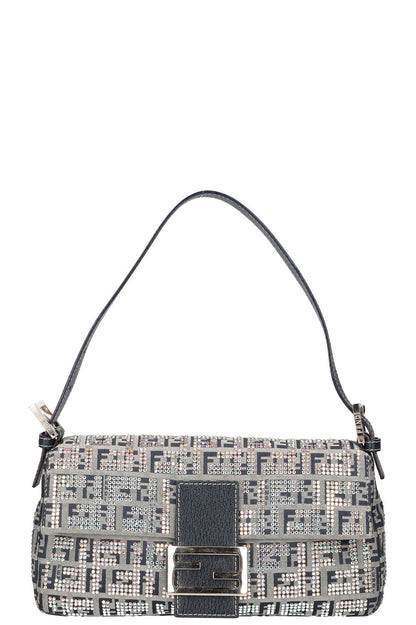 FENDI Zucchino Crystal Baguette Bag