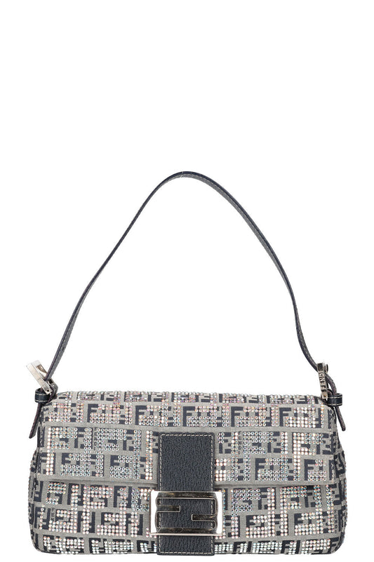 FENDI Zucchino Crystal Baguette Bag