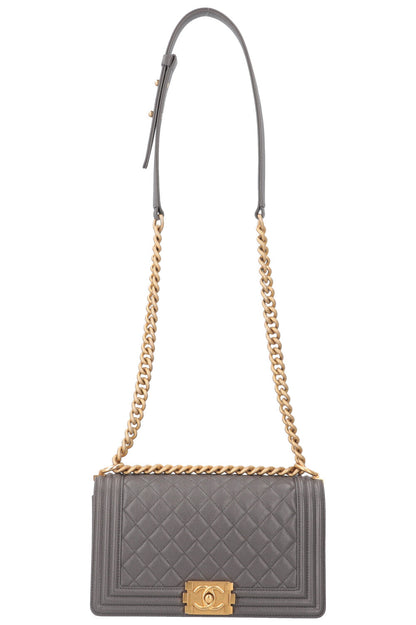 Chanel Boy Bag Medium Caviar Grey