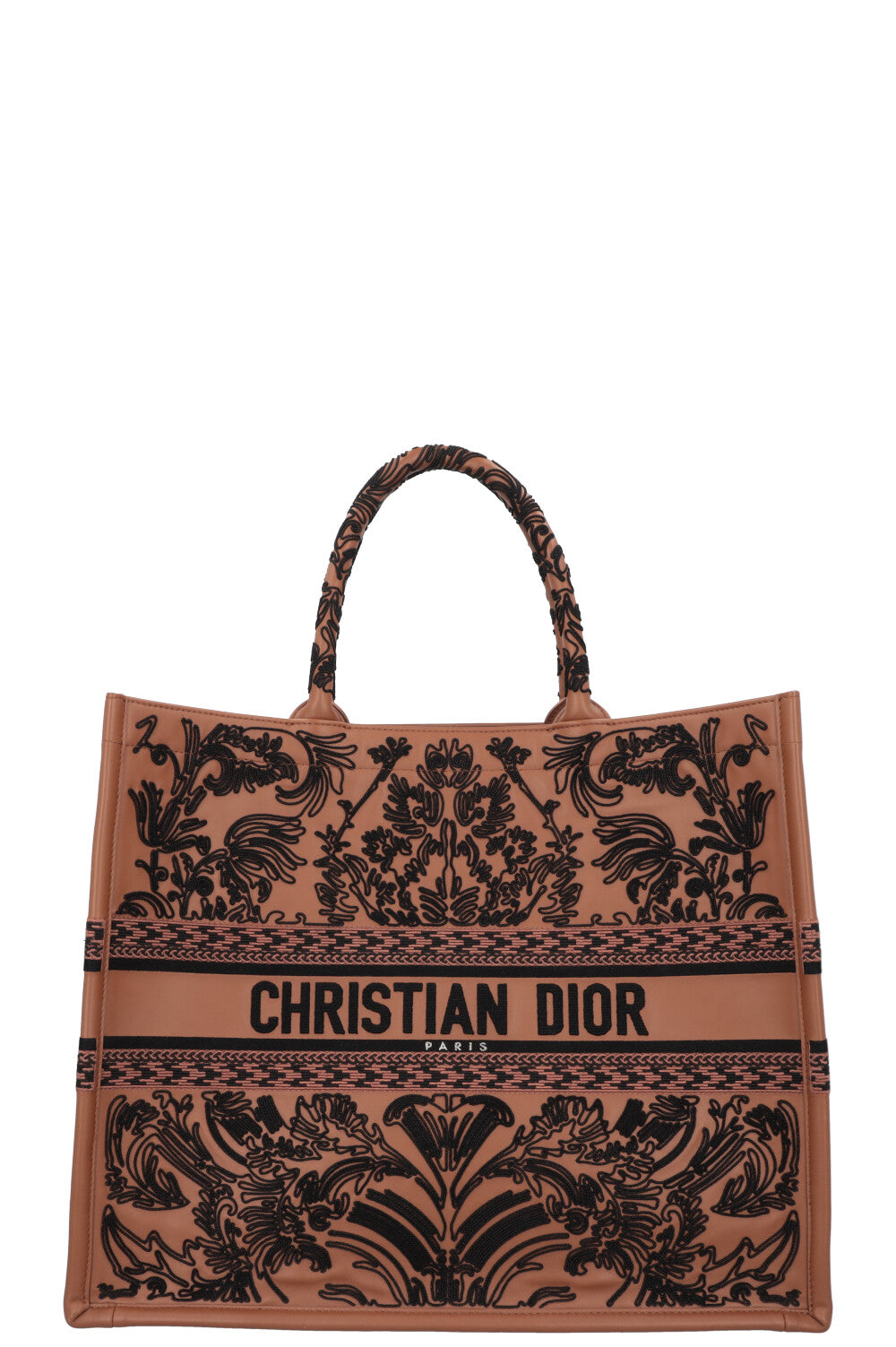 Christian Dior Large Book Tote Leather Brown Black