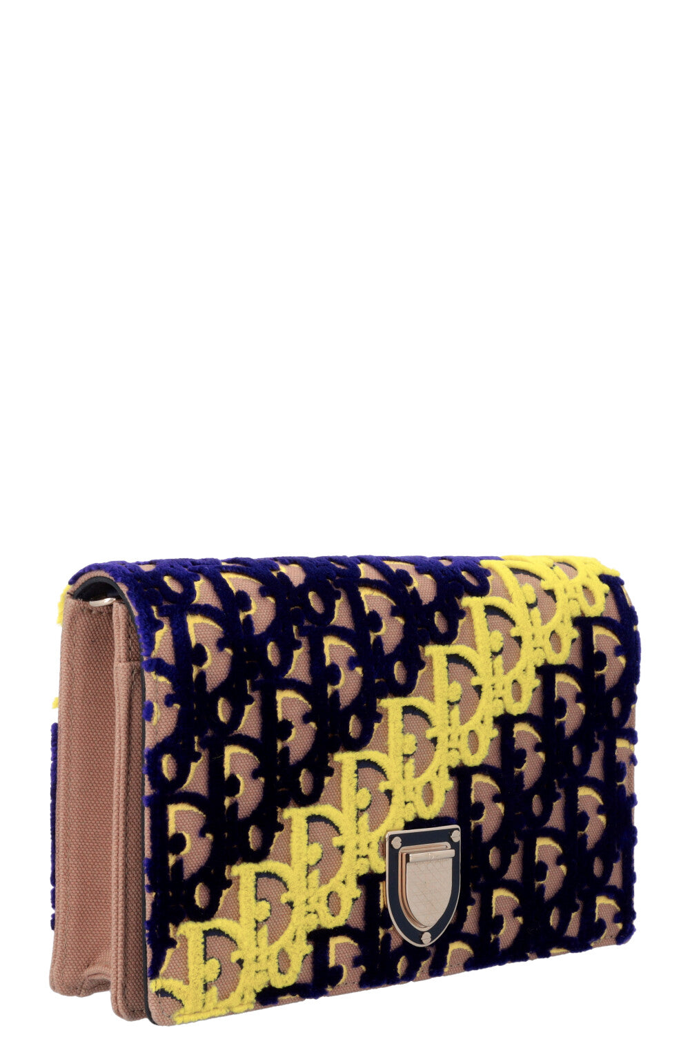 Christian Dior Diorama WOC Velvet Purple Yellow Nude