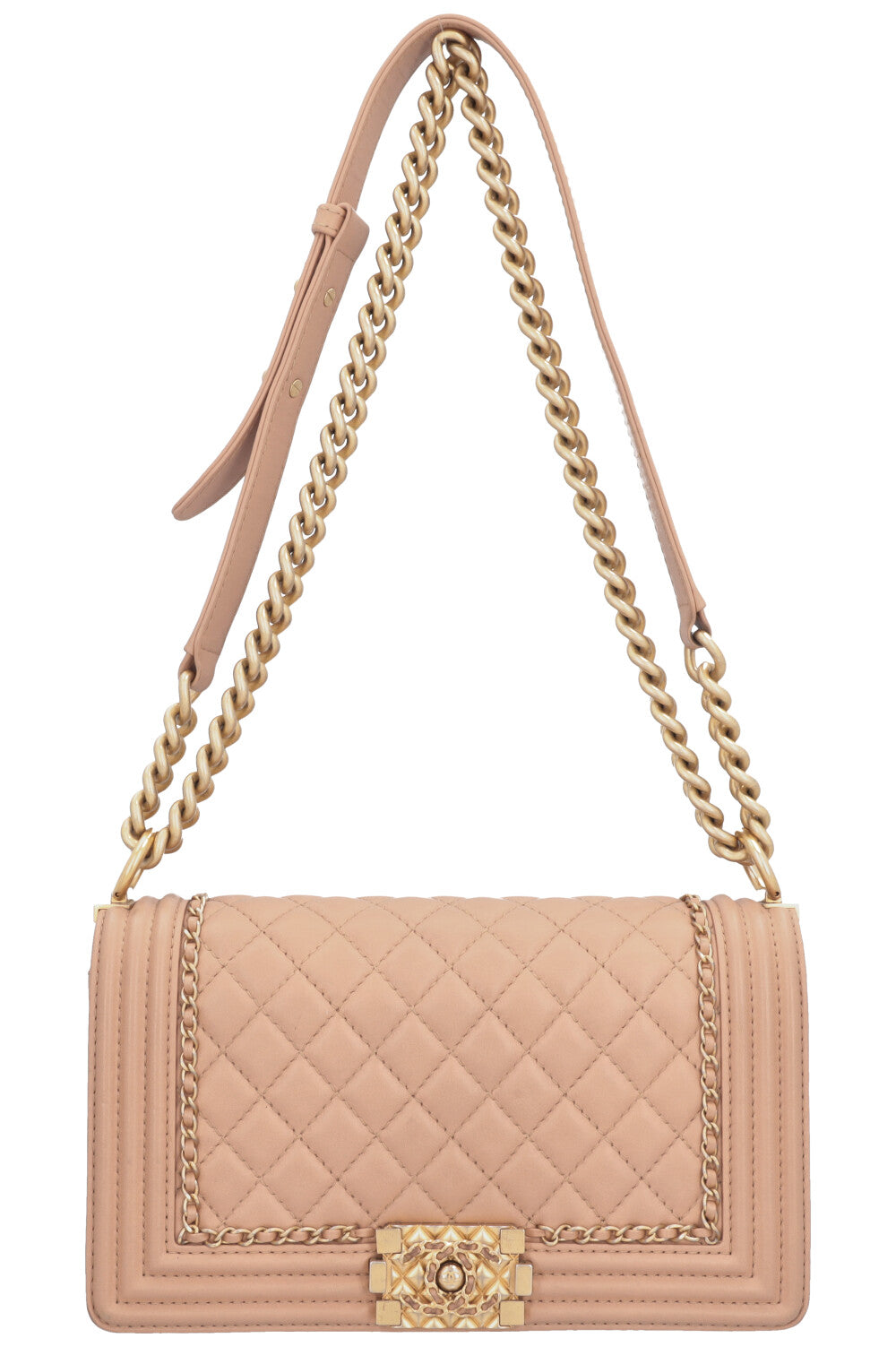 Chanel Boy Beige Luxury Handbag