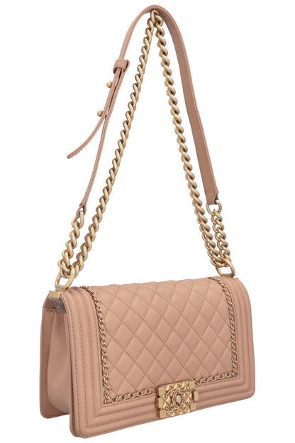 Chanel Boy Beige Luxury Handbag