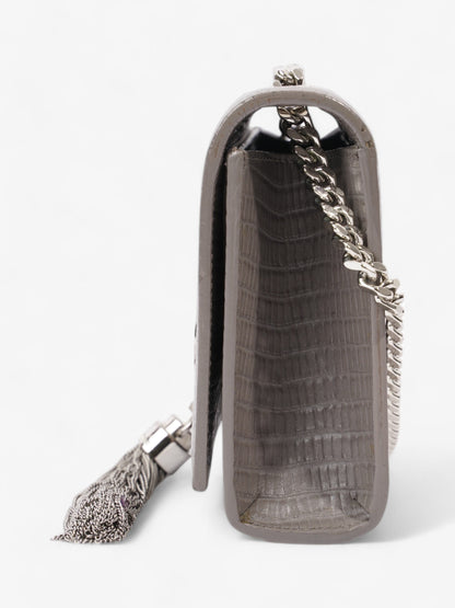 Saint Laurent Kate Tassel Grey Embossed Leather Small