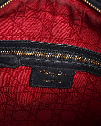 Christian Dior Large Lady Dior In Black Cannage Handbag