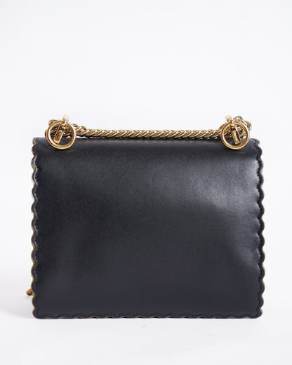 Fendi Black Kan Scalloped Shoulder Bag