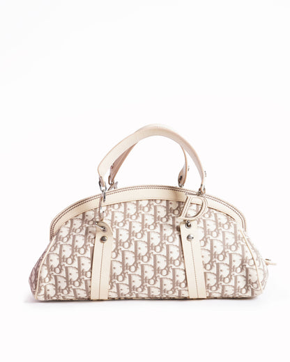 Christian Dior Diorissimo Canvas Leather Floral Embroidered Trotter Satchel