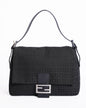 Fendi Zucchino Mama Forever Baguette Hobo Shoulder Bag In Black