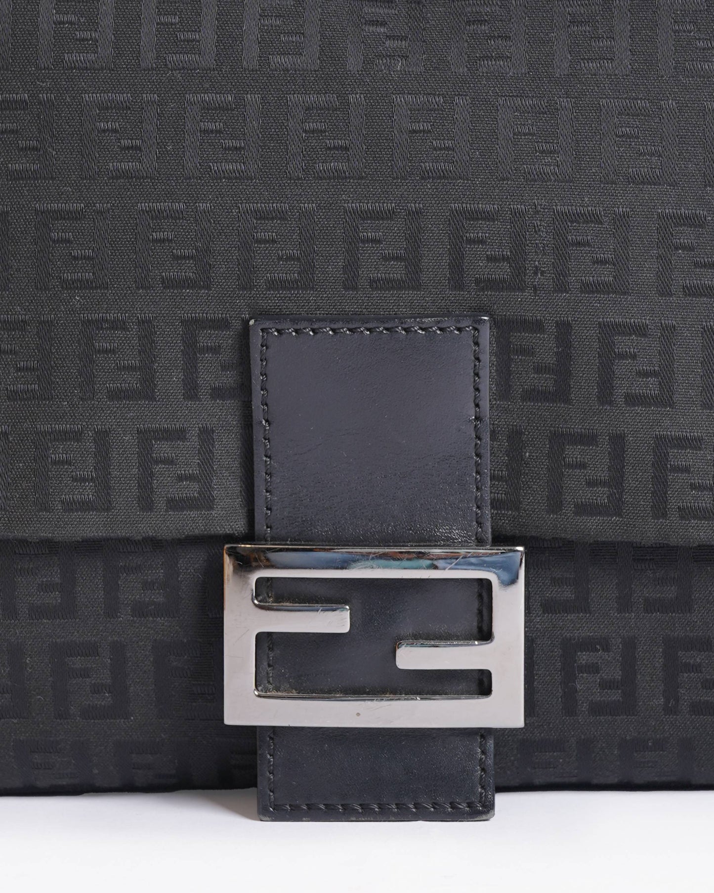 Fendi Zucchino Mama Forever Baguette Hobo Shoulder Bag In Black