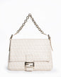 Fendi Cream/Light Gold Zucchino Canvas Mama Forever Shoulder HandBag