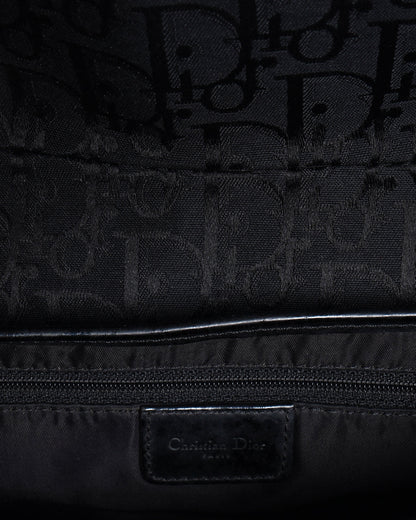 Christian Dior Saddle Bag In Black Signature Canvas Logo
