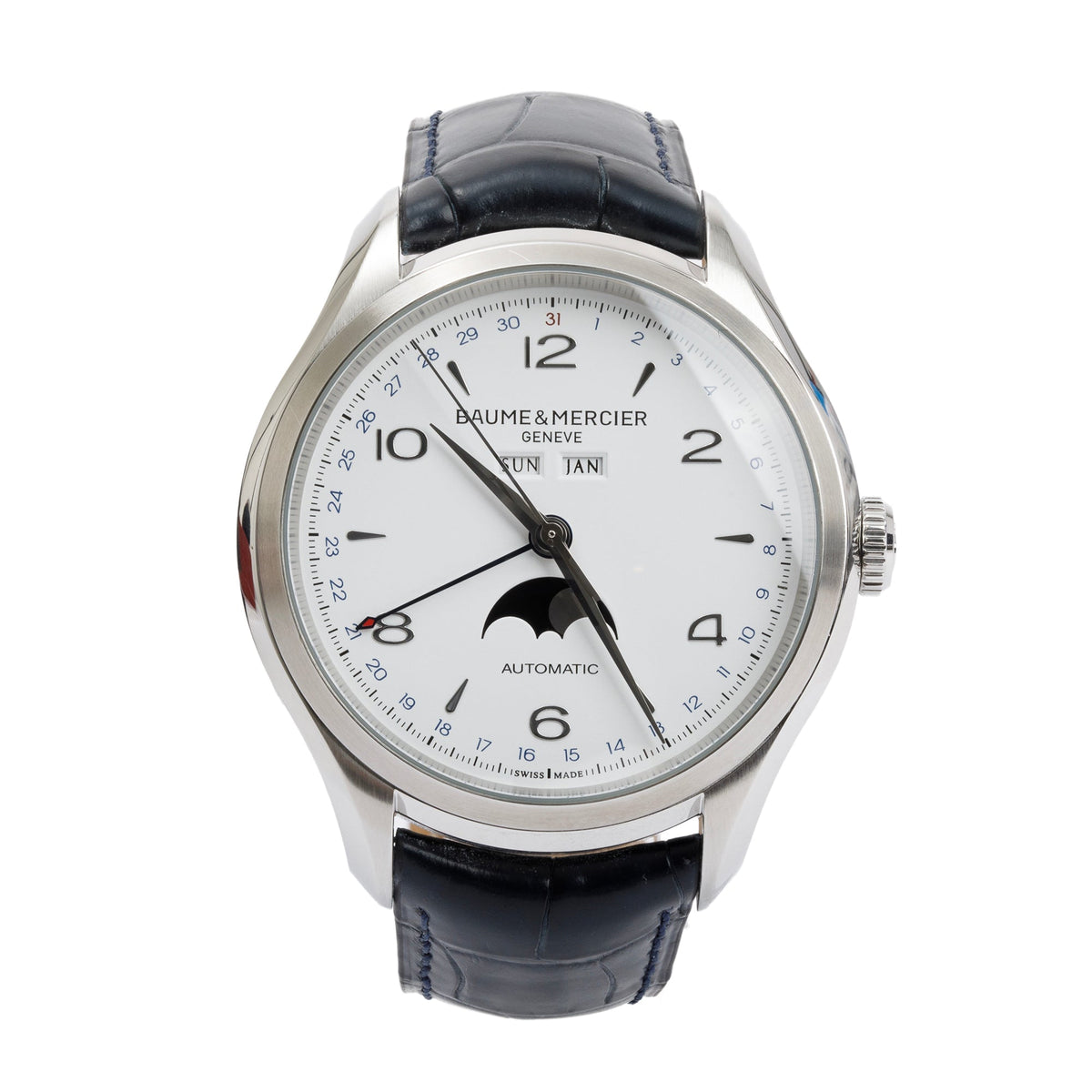 Baume & Mercier Stainless Steel Clifton 43 MM Moonphase Automatic Watch w/ Box & Papers