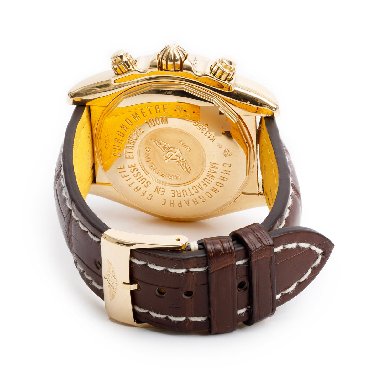 Breitling 18k Yellow Gold Chronomat Evolution 44 MM Automatic Chronograph Watch White Dial K13356