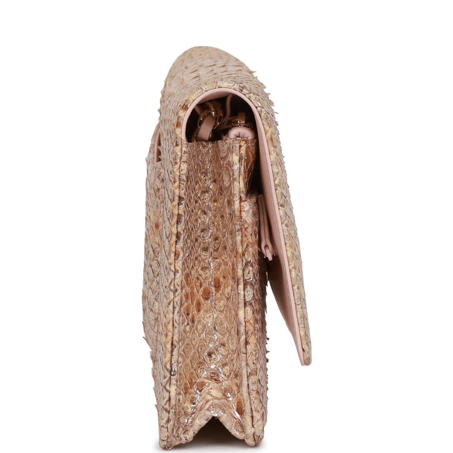 Chanel Wallet On Chain WOC Gold Python Light Gold Hardware