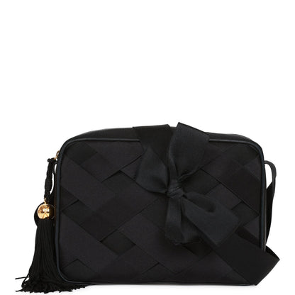 Chanel Ribbon Camera Bag Black Satin Gold Hardware
