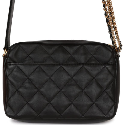 Chanel Small Camera Bag Black Calfskin Mixed Metal Hardware