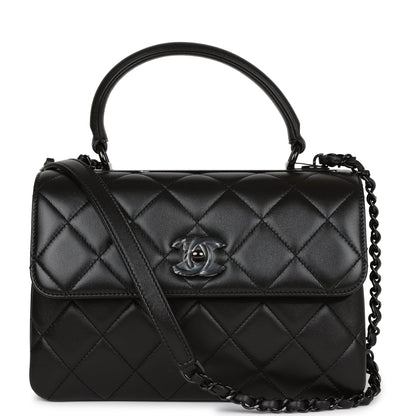 Chanel Large Trendy Cc Bag So Black Lambskin Black Hardware