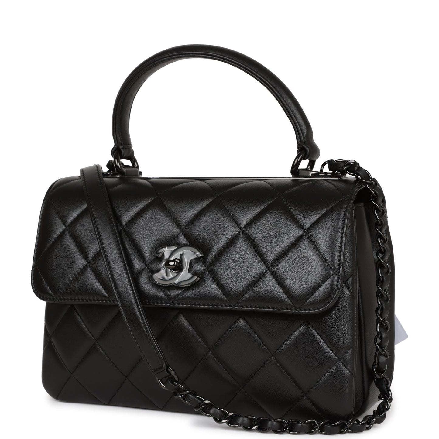 Chanel Large Trendy Cc Bag So Black Lambskin Black Hardware