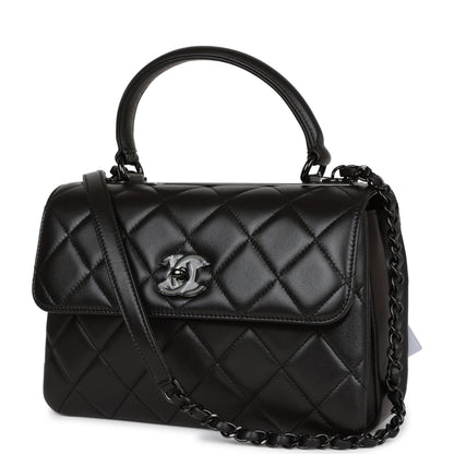 Chanel Large Trendy Cc Bag So Black Lambskin Black Hardware