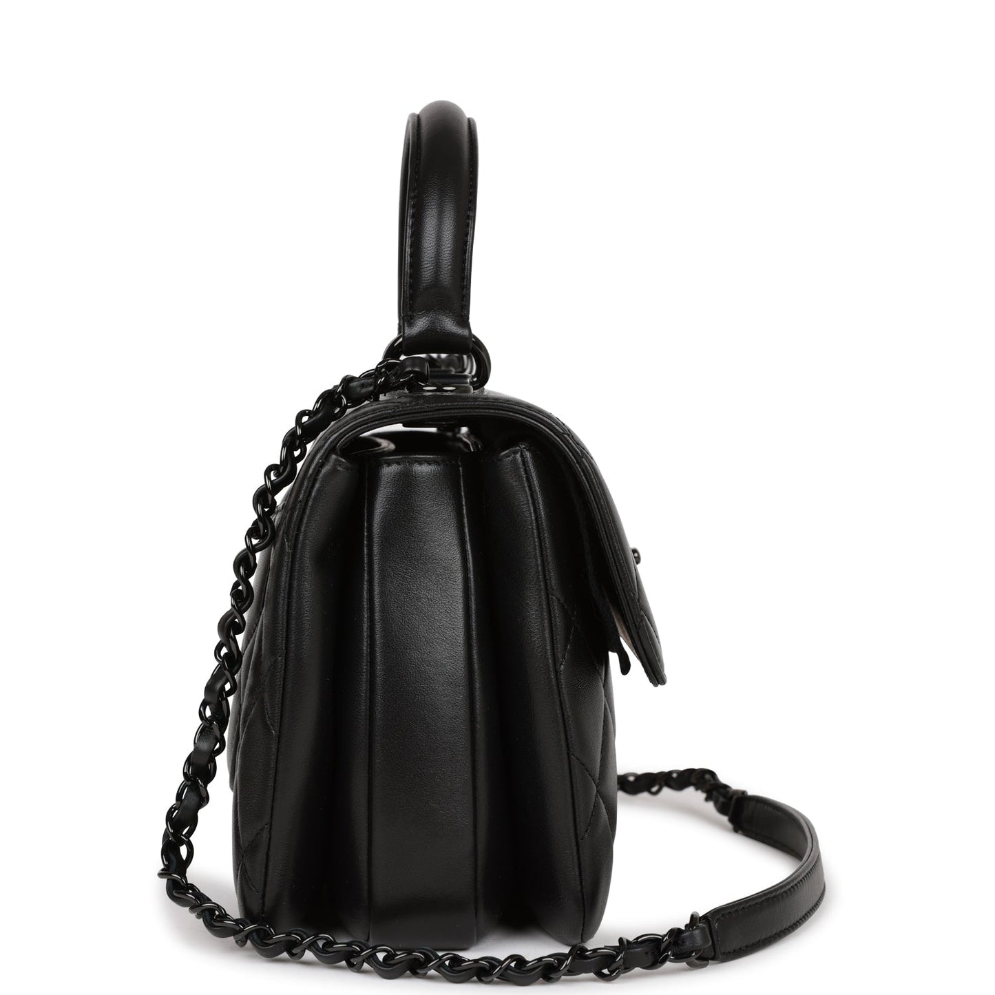 Chanel Large Trendy Cc Bag So Black Lambskin Black Hardware