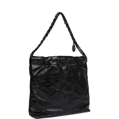 Chanel Small 22 Bag So Black Calfskin Black Hardware