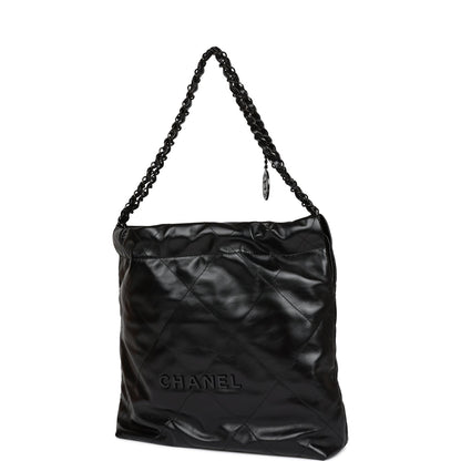 Chanel Small 22 Bag So Black Calfskin Black Hardware