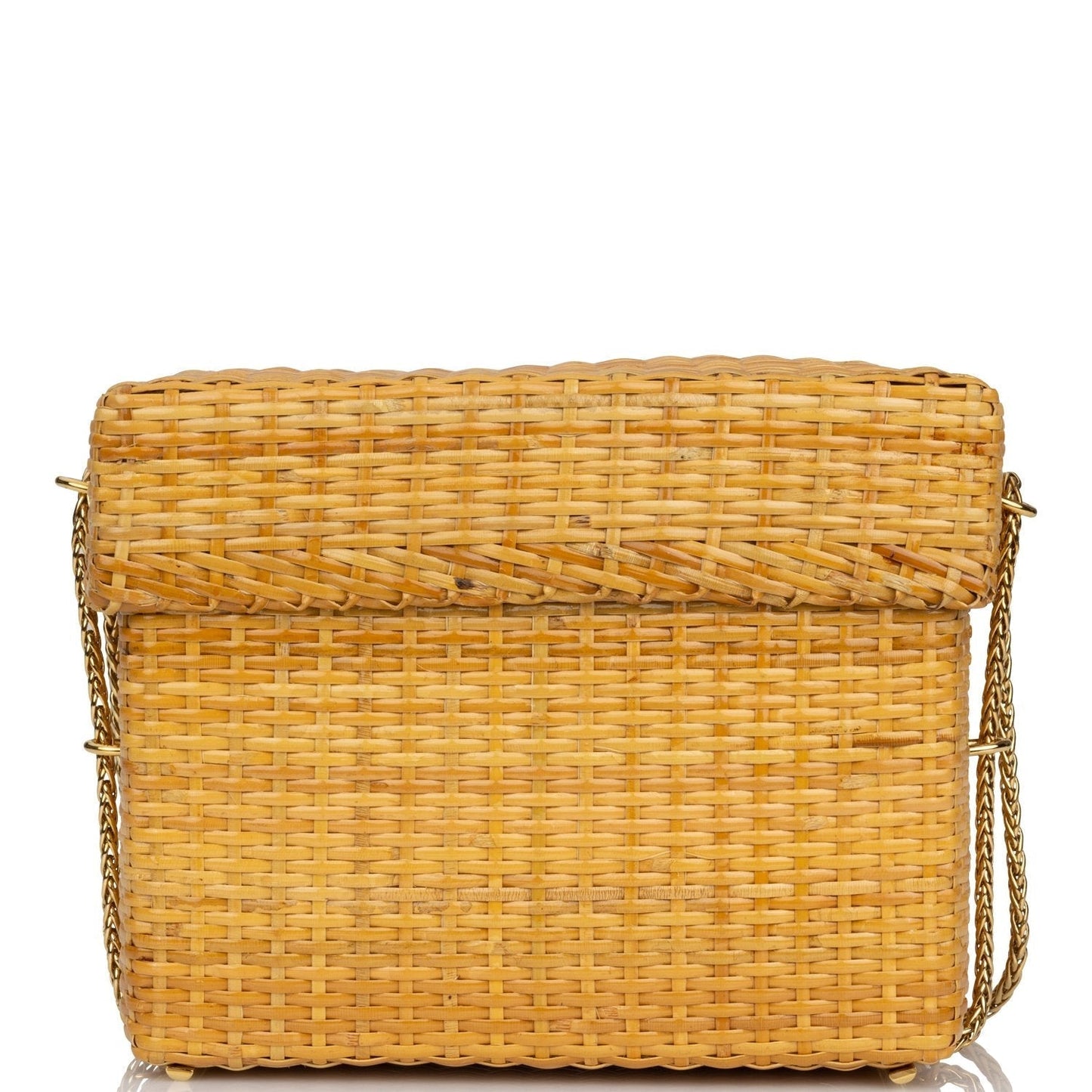 Chanel Small Picnic Basket Bag Natural Wicker Gold Hardware