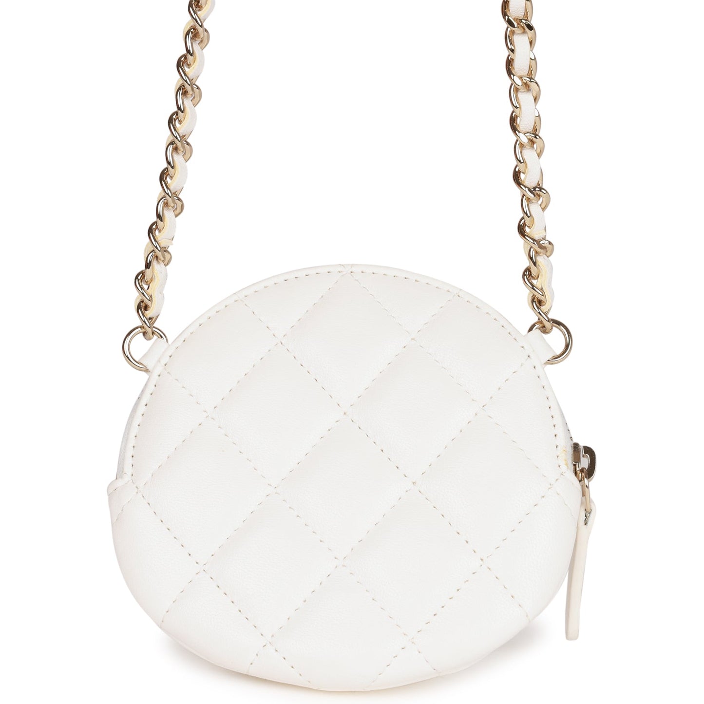 Chanel Camellia Clutch With Chain White Lambskin Light Gold Hardware