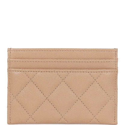 Chanel Card Holder Wallet Beige Caviar Crystal And Light Gold Hardware