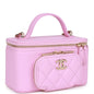Chanel Small Top Handle Vanity Case Pink Quilted Caviar Gold Hardware