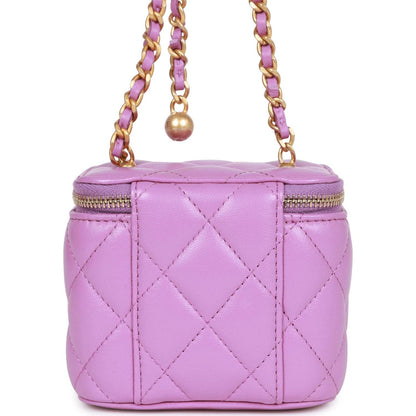 Chanel Small Classic Cc Vanity Case Purple Lambskin Gold Hardware