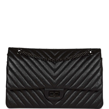 Chanel 226 Reissue 2 55 So Black Chevron Calfskin Black Hardware