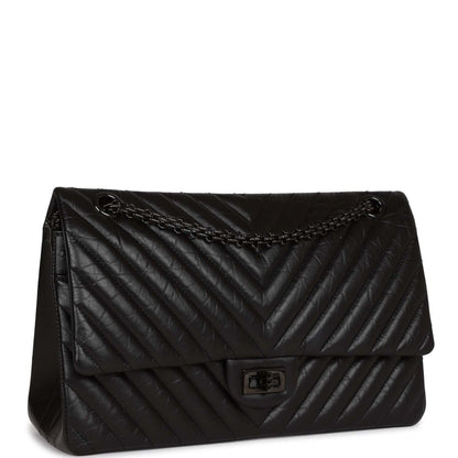 Chanel 226 Reissue 2 55 So Black Chevron Calfskin Black Hardware
