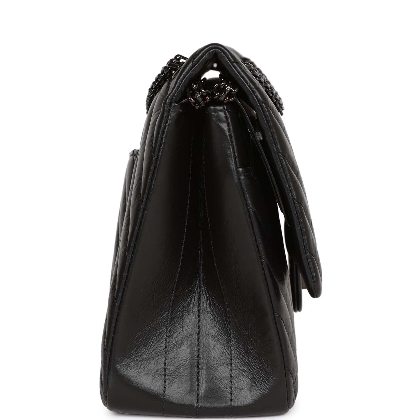 Chanel 226 Reissue 2 55 So Black Chevron Calfskin Black Hardware
