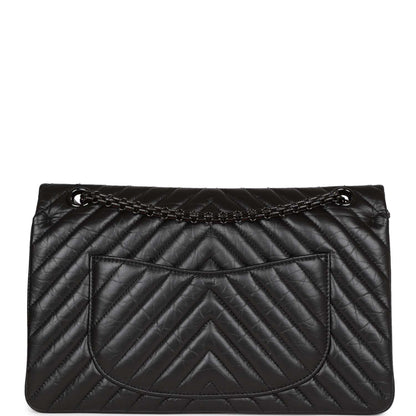 Chanel 226 Reissue 2 55 So Black Chevron Calfskin Black Hardware