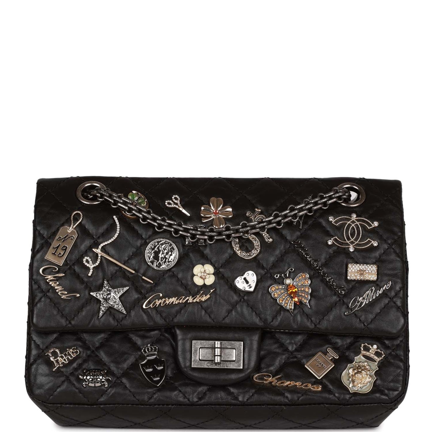 Chanel Lucky Charms Reissue 2 55 Flap Bag Black Aged Calfskin Ruthenium Hardware