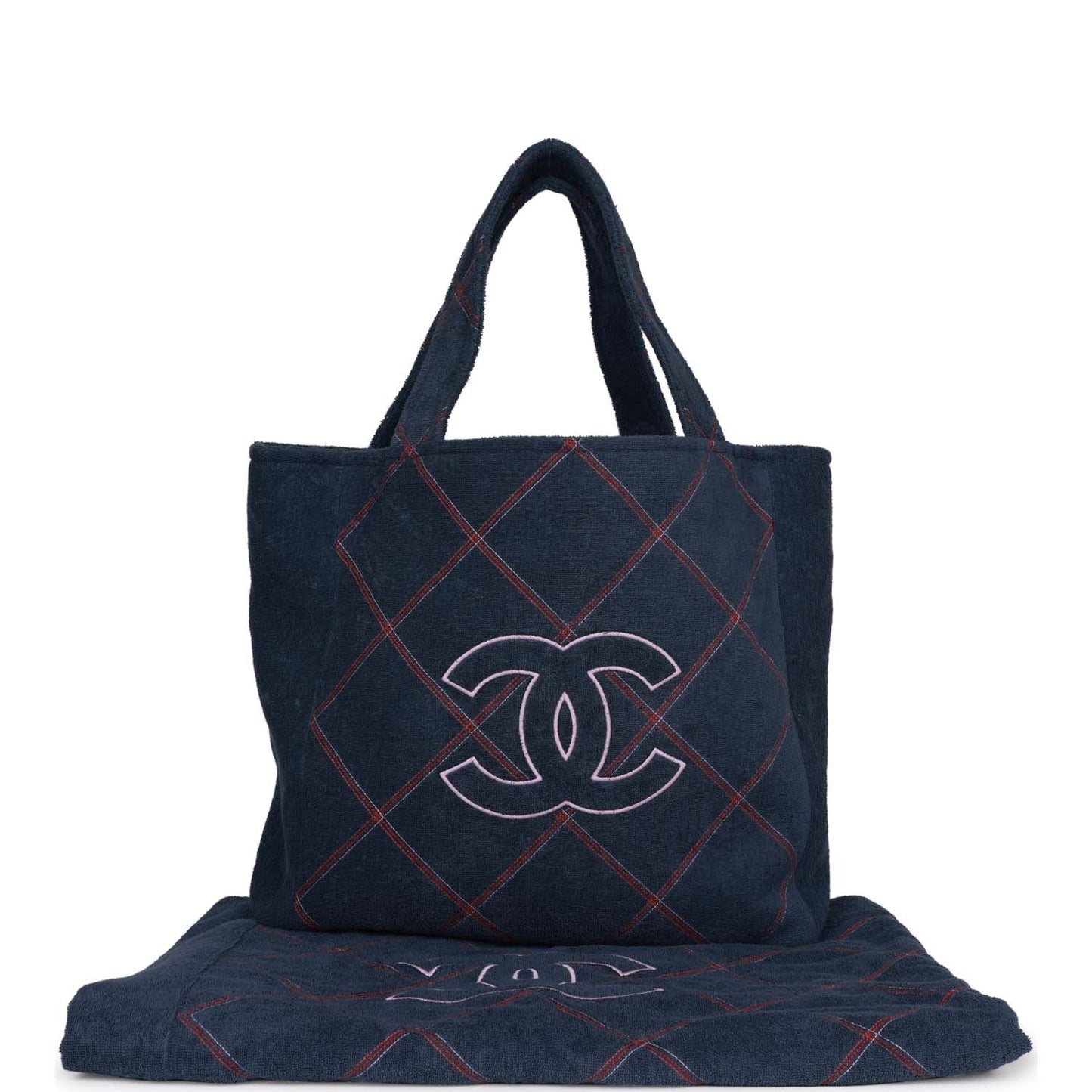 Chanel Deauville Canvas Blue Tote Bag