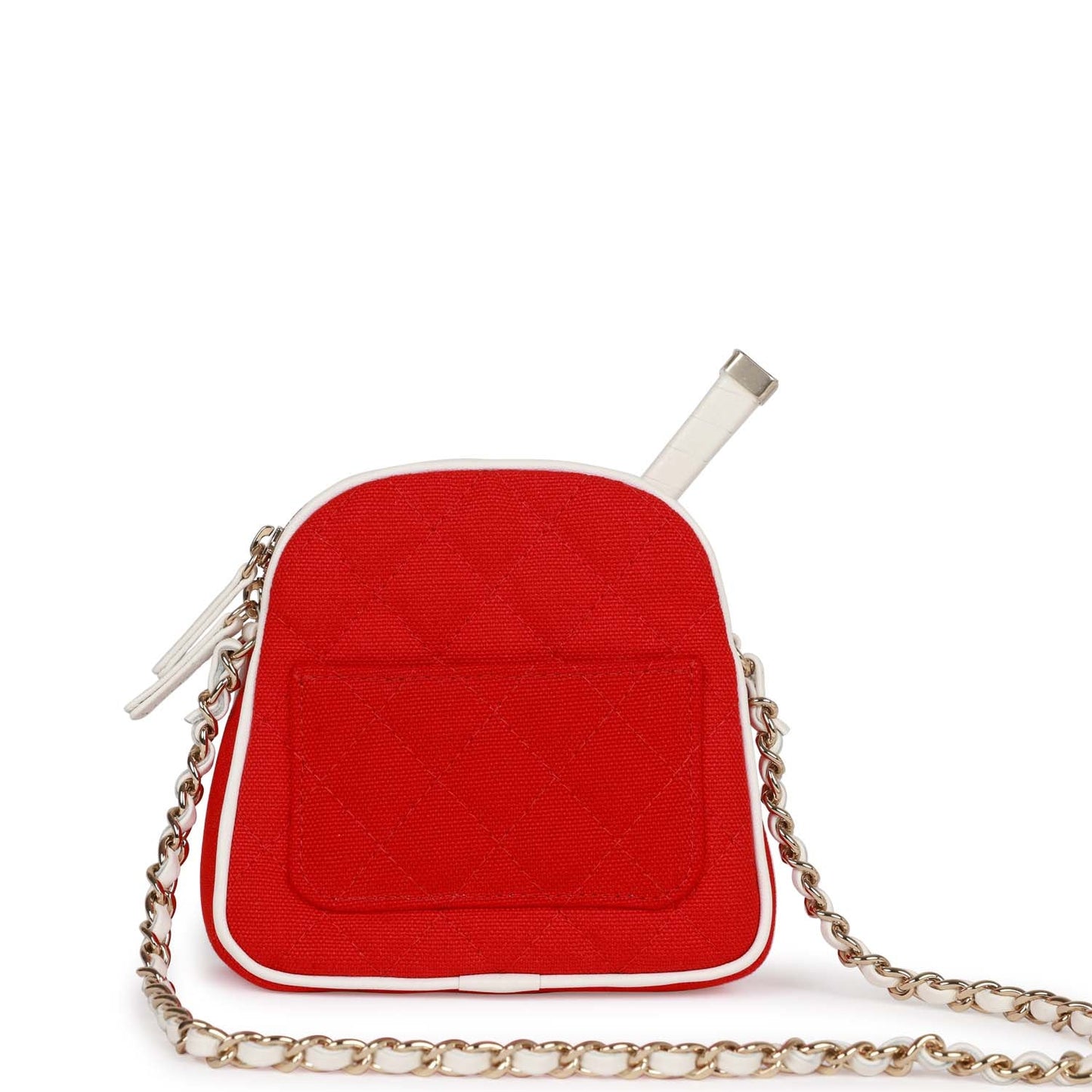 Chanel Monte-Carlo Mini Crossbody Tennis Bag Red Canvas Light Gold Hardware Canvas