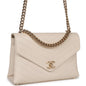 Chanel Envelope Shoulder Flap Bag Ivory Chevron Lambskin Light Gold Hardware