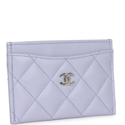 Chanel Card Holder Wallet Lilac Caviar Silver Hardware