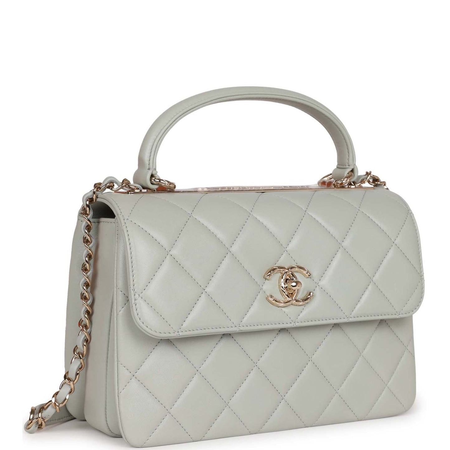 Chanel Large Trendy Cc Bag Grey Lambskin Light Gold Hardware